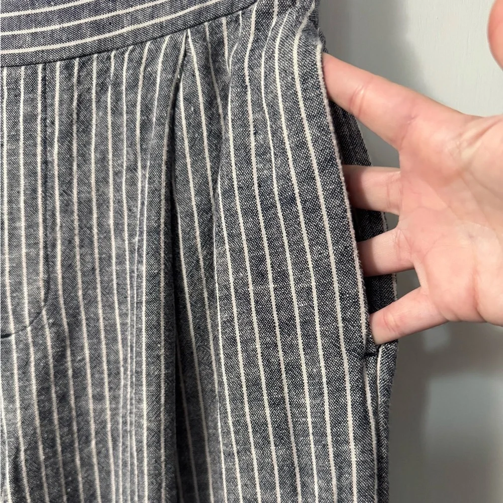 Banana Republic Linen Blend High Rise Striped Wide Leg Cropped Pants